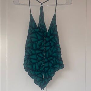 Ecote Green Asymmetrical Ruffled Camisole